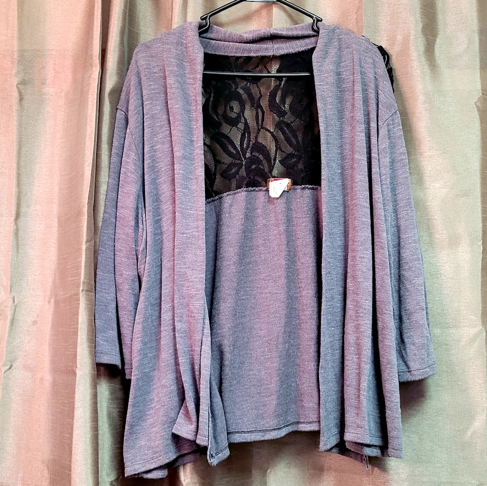 Lace Back, Open front Cardigan